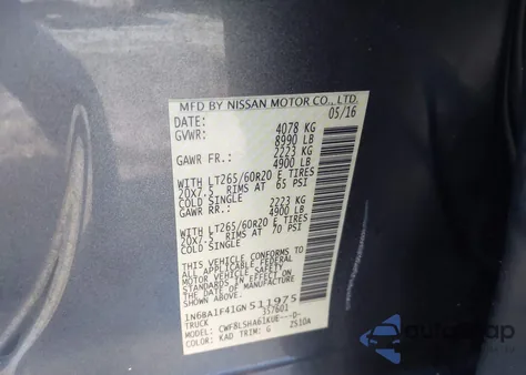 2016 Nissan Titan Xd Sv Diesel из США, поврежденный, VIN 1N6BA1F41GN511975